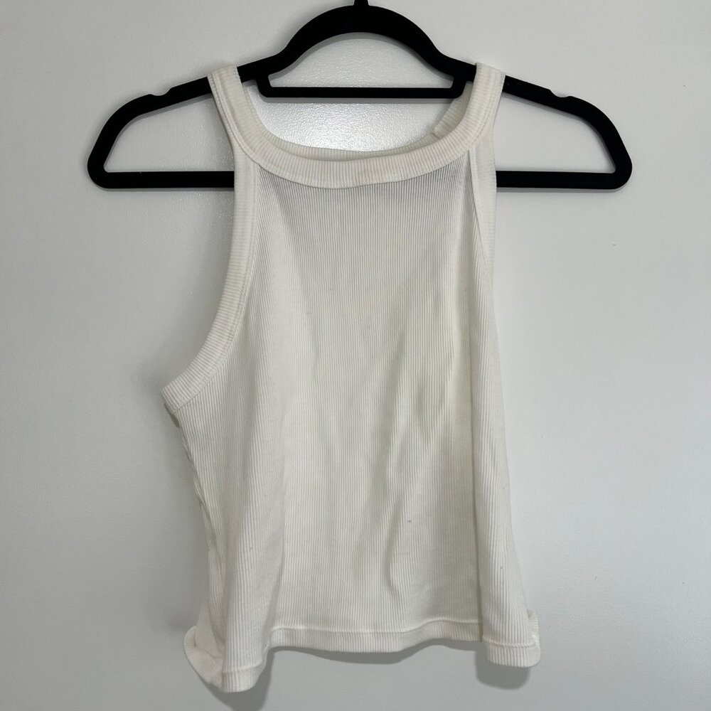 Lime Blue White Cropped Tank Top - Size Large - NWT